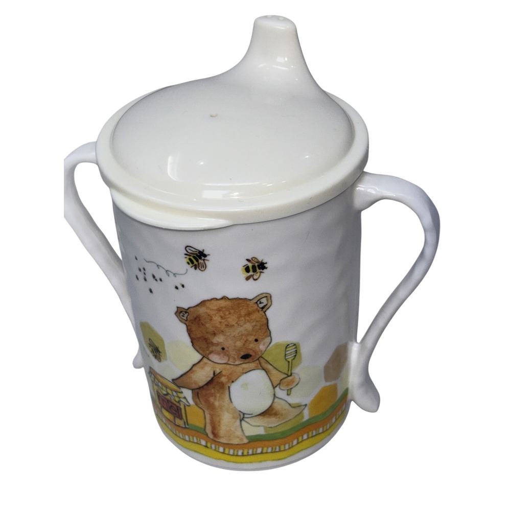 Vintage Baby Cie "Sweet as Honey" Teddy Bear sippy cup handles shatter-resistant